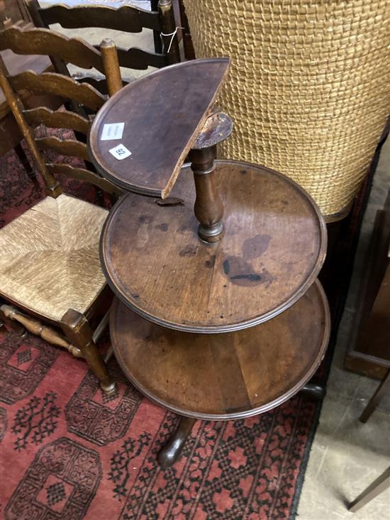 A George III mahogany three tier dumb waiter, height 102cm